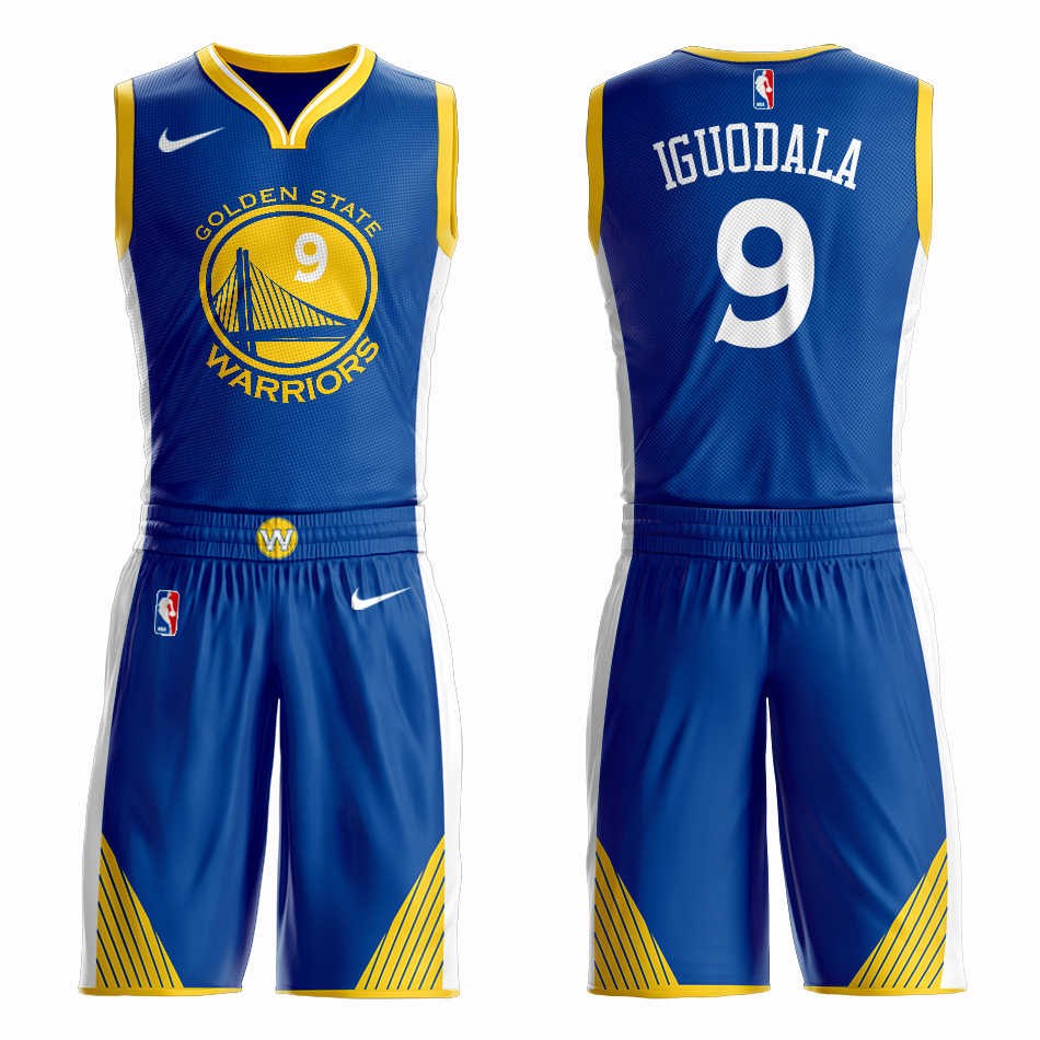 Men 2019 NBA Nike Golden State Warriors 9 Iguodala blue Customized jersey